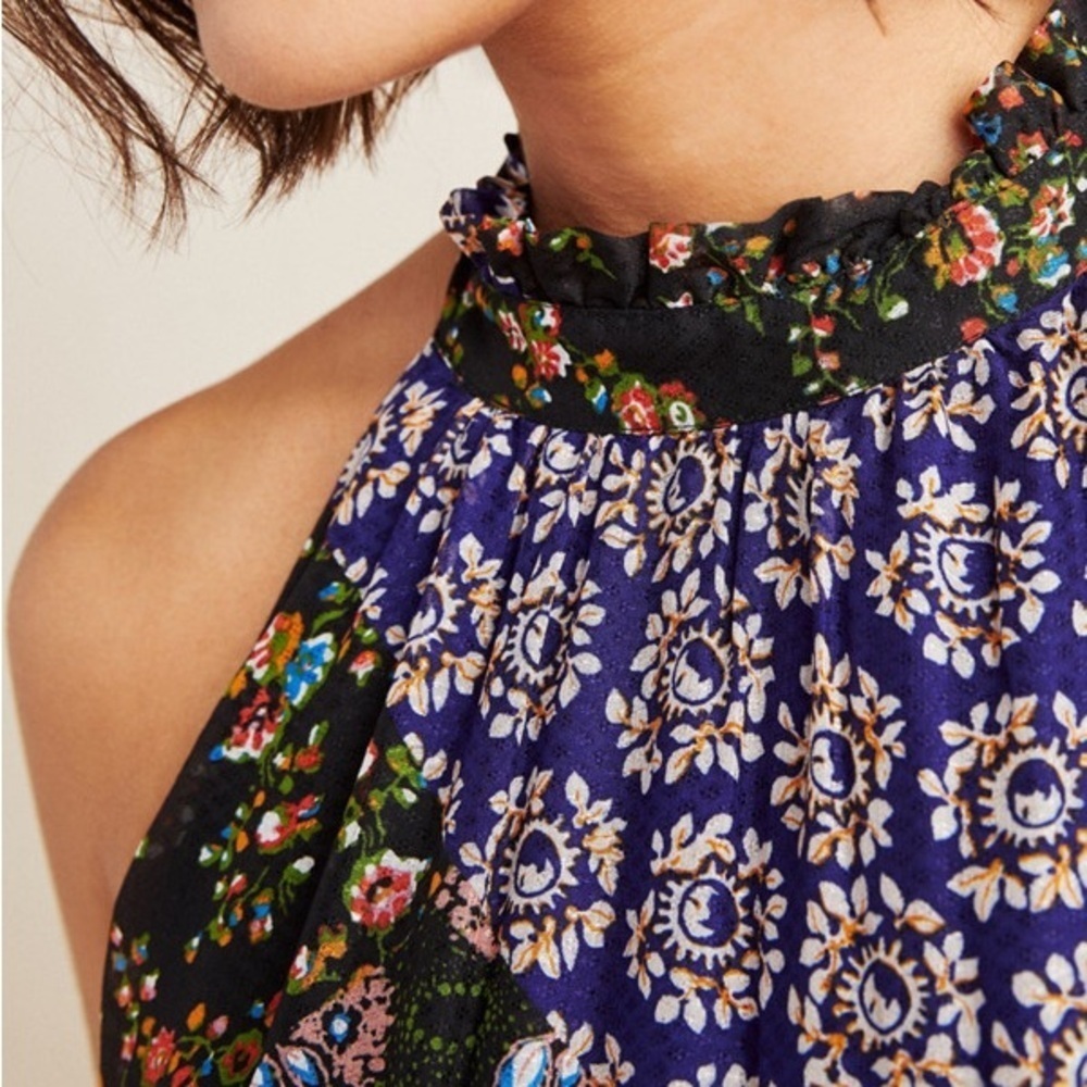 Anthropologie Maeve Katrina Patchwork Halter Maxi Dress Size Extra Small - Picture 3 of 16